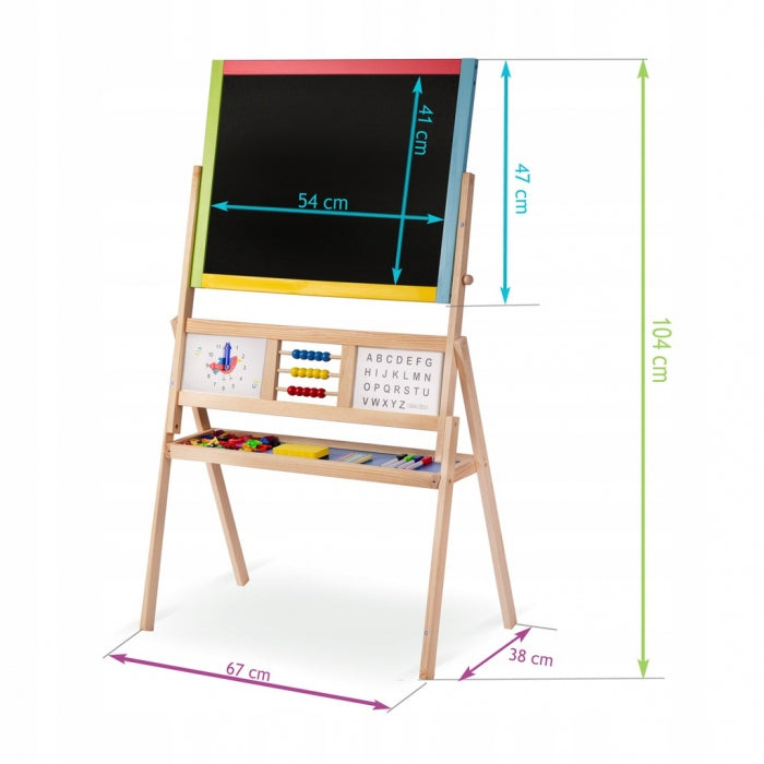 Tabla educationala cu doua fete si accesorii Ricokids RK-801, 113 x 69 x 37 cm, Multicolora