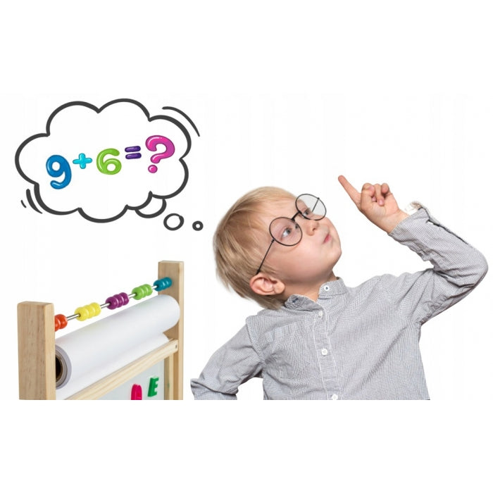 Tabla educationala cu doua fete si accesorii Ricokids RK-802, 78 x 44 x 29 cm, Natur