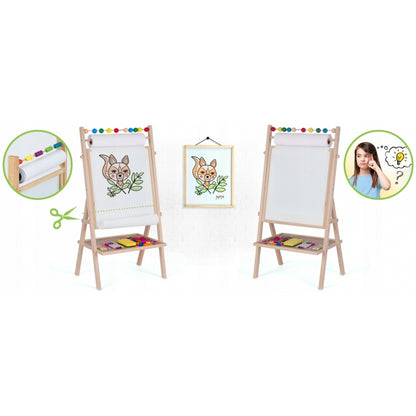 Tabla educationala cu doua fete si accesorii Ricokids RK-802, 78 x 44 x 29 cm, Natur