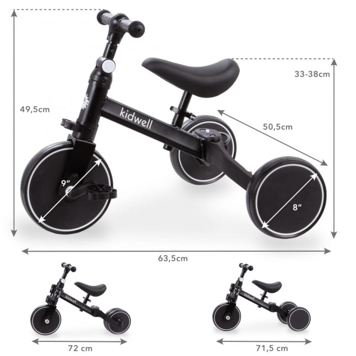 Tricicleta cu pedale 3 in 1 Kidwell Pico Black
