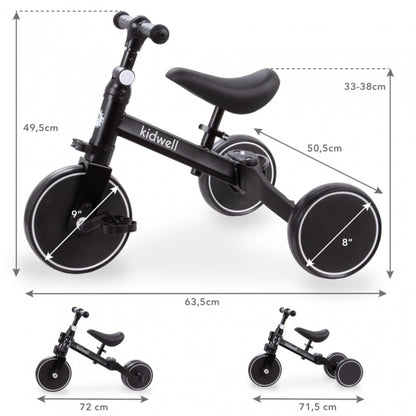 Tricicleta cu pedale 3 in 1 Kidwell Pico Black
