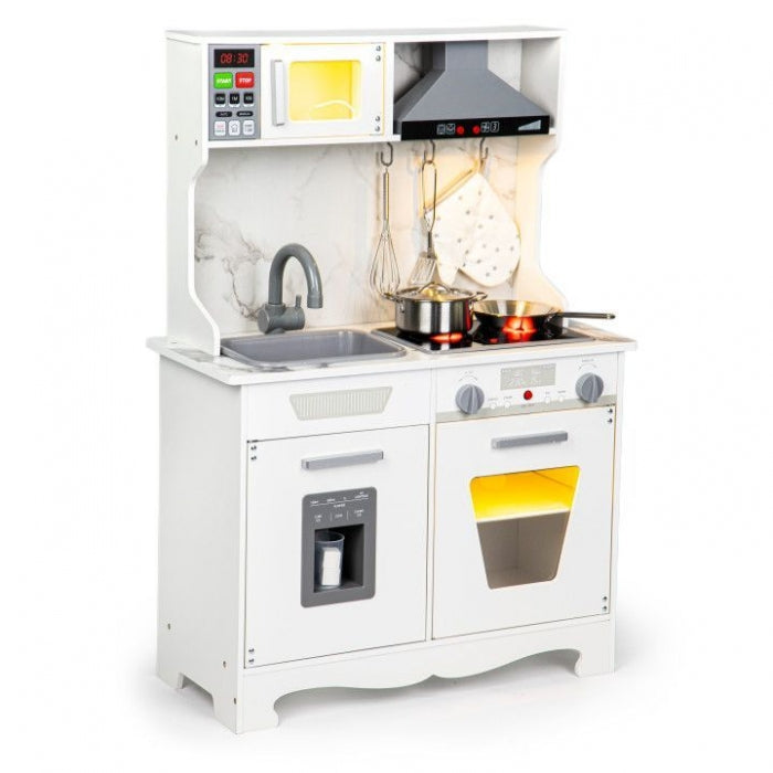 Bucatarie din lemn cu sunete, lumini si accesorii, Ecotoys TL10181