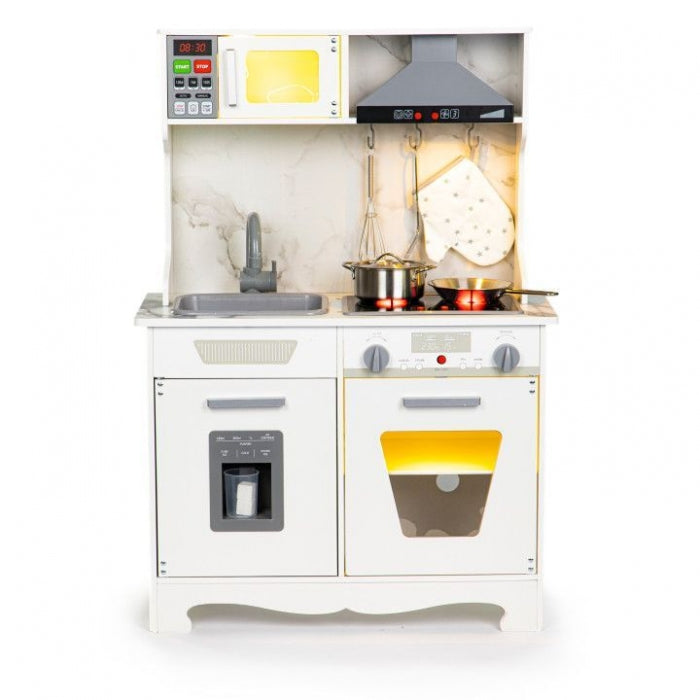 Bucatarie din lemn cu sunete, lumini si accesorii, Ecotoys TL10181