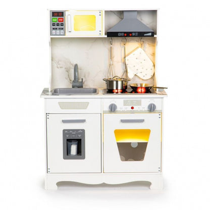 Bucatarie din lemn cu sunete, lumini si accesorii, Ecotoys TL10181