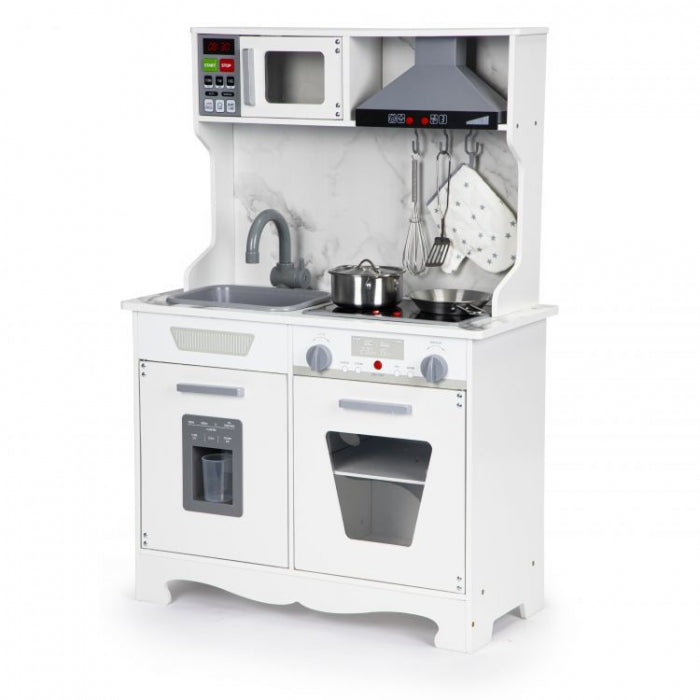 Bucatarie din lemn cu sunete, lumini si accesorii, Ecotoys TL10181