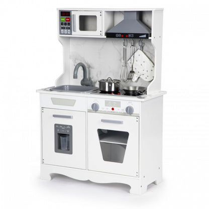 Bucatarie din lemn cu sunete, lumini si accesorii, Ecotoys TL10181