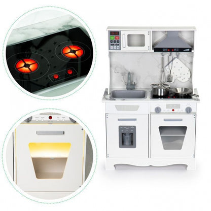 Bucatarie din lemn cu sunete, lumini si accesorii, Ecotoys TL10181