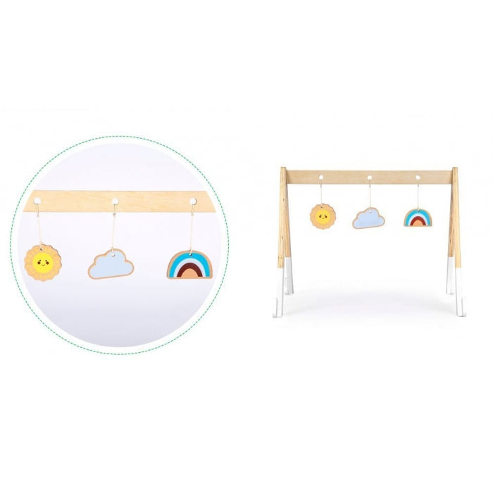 Bara educativa din lemn pentru copii cu 3 jucarii, Ecotoys CA12231