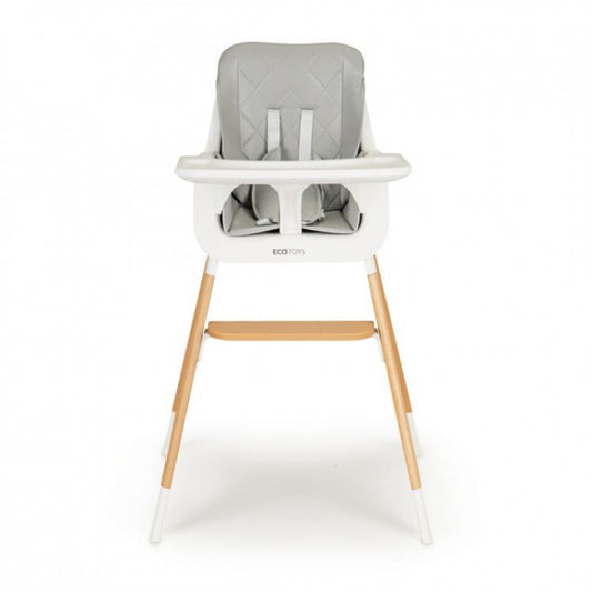 Scaun de masa cu picioare din lemn Ecotoys C-221, Gri