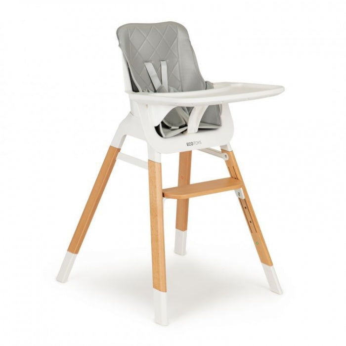 Scaun de masa cu picioare din lemn Ecotoys C-221, Gri