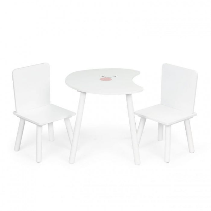 Set de masa in forma de luna si doua scaune pentru copii Ecotoys WH140 - Alb