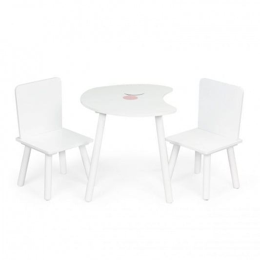 Set de masa in forma de luna si doua scaune pentru copii Ecotoys WH140 - Alb