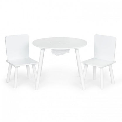 Set de masa cu doua scaune pentru copii si loc de depozitare jucarii Ecotoys WH135 - Alb