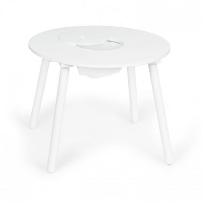 Set de masa cu doua scaune pentru copii si loc de depozitare jucarii Ecotoys WH135 - Alb