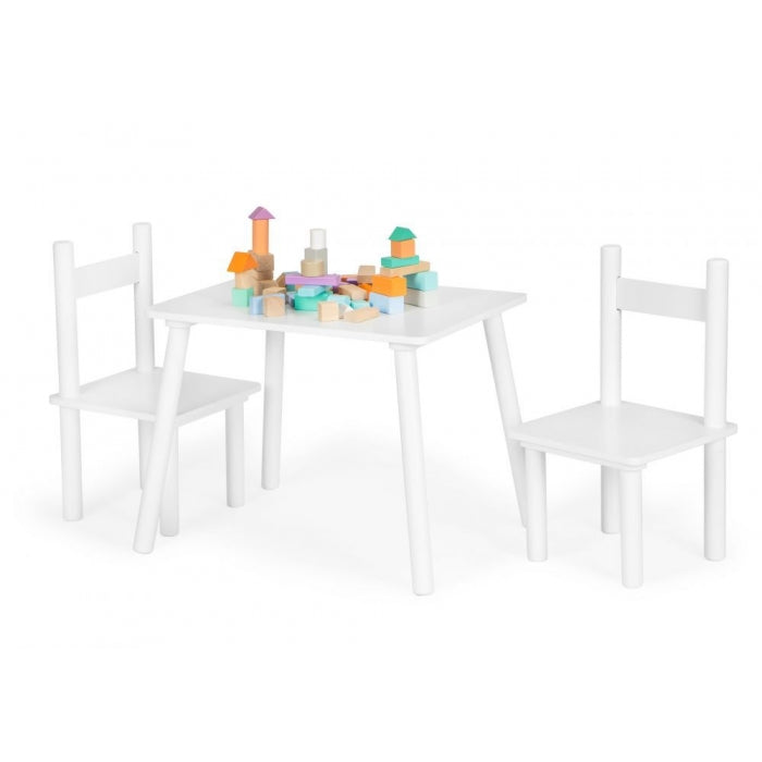 Set de masa cu doua scaune pentru copii Ecotoys ESC-W-0288A - Alb