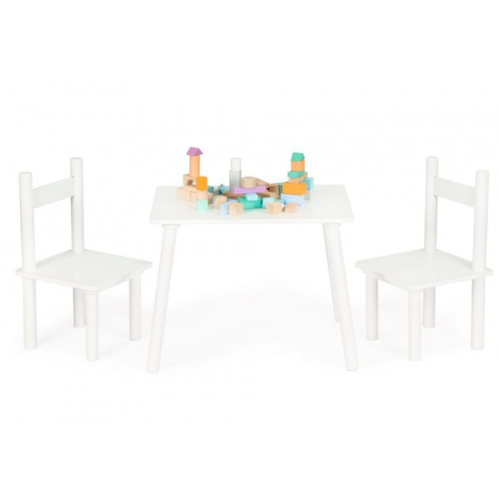 Set de masa cu doua scaune pentru copii Ecotoys ESC-W-0288A - Alb