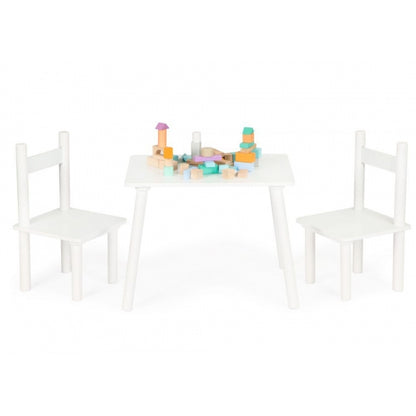 Set de masa cu doua scaune pentru copii Ecotoys ESC-W-0288A - Alb