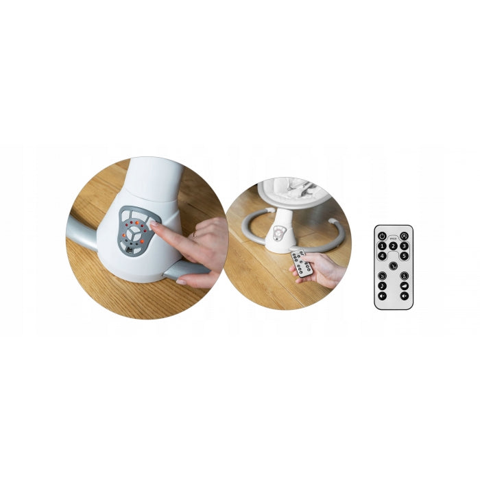 Leagan electric cu vibratii, muzica si jucarii Ricokids 705000, Gri