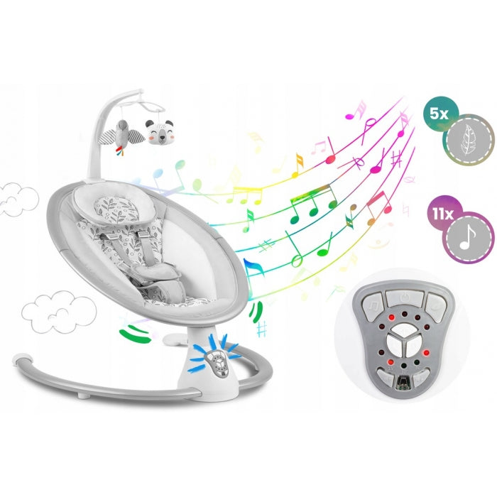 Leagan electric cu vibratii, muzica si jucarii Ricokids 705000, Gri