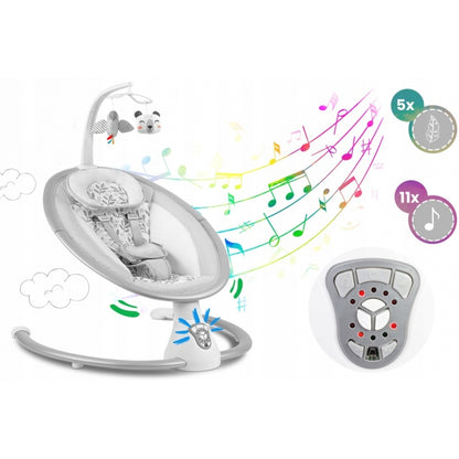 Leagan electric cu vibratii, muzica si jucarii Ricokids 705000, Gri