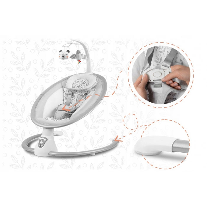 Leagan electric cu vibratii, muzica si jucarii Ricokids 705000, Gri