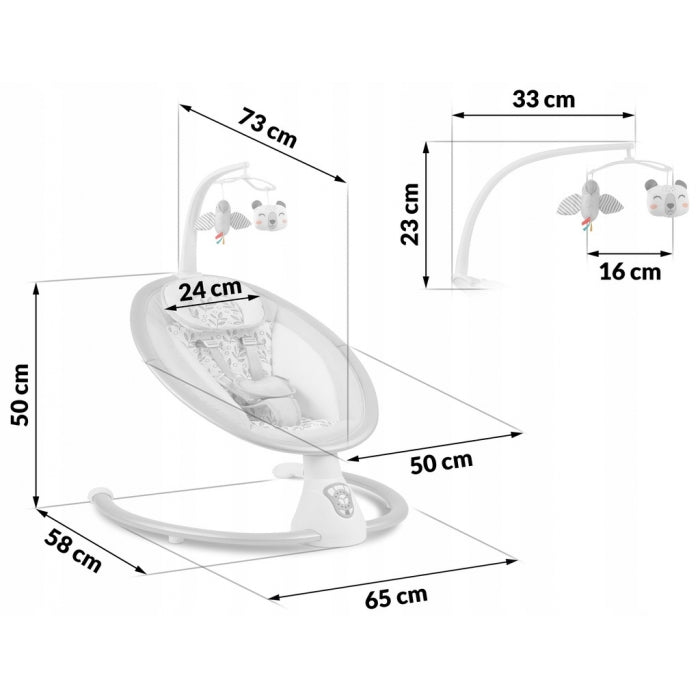 Leagan electric cu vibratii, muzica si jucarii Ricokids 705000, Gri