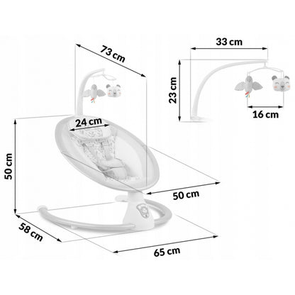 Leagan electric cu vibratii, muzica si jucarii Ricokids 705000, Gri