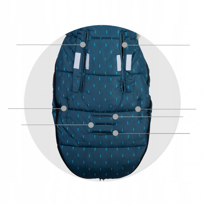 Sac de dormit 95 x 48 cm Ricokids Elmi 720004 - Bleumarin cu modele