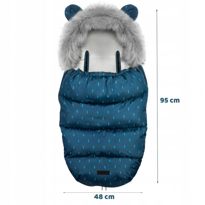 Sac de dormit 95 x 48 cm Ricokids Elmi 720004 - Bleumarin cu modele