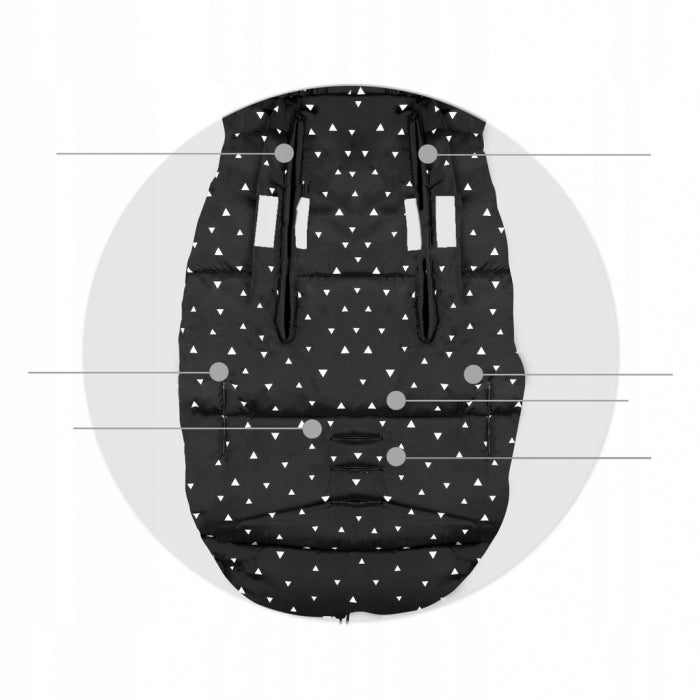 Sac de dormit 95 x 48 cm Ricokids Elmi 720007 - Negru cu triunghiuri albe