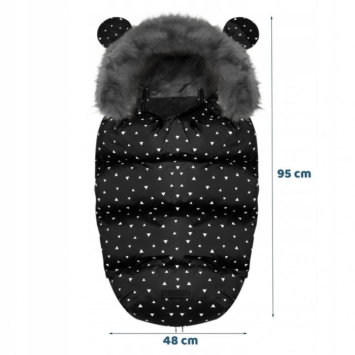 Sac de dormit 95 x 48 cm Ricokids Elmi 720007 - Negru cu triunghiuri albe