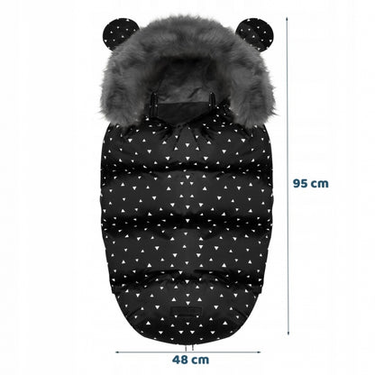 Sac de dormit 95 x 48 cm Ricokids Elmi 720007 - Negru cu triunghiuri albe