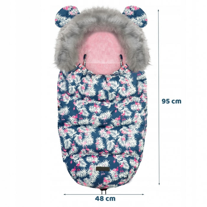 Sac de dormit 95 x 48 cm Ricokids Elmi 720012 - Bleumarin cu flamingo