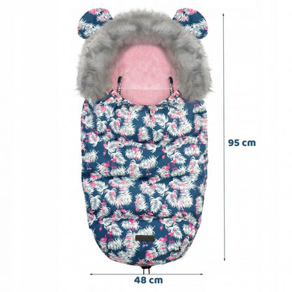 Sac de dormit 95 x 48 cm Ricokids Elmi 720012 - Bleumarin cu flamingo