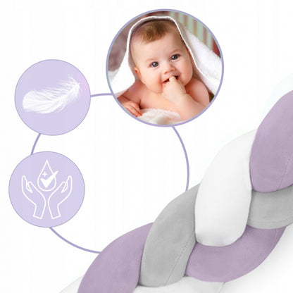 Protectie laterala pentru patut, impletita, 3 M, Ricokids 722104 - Mov