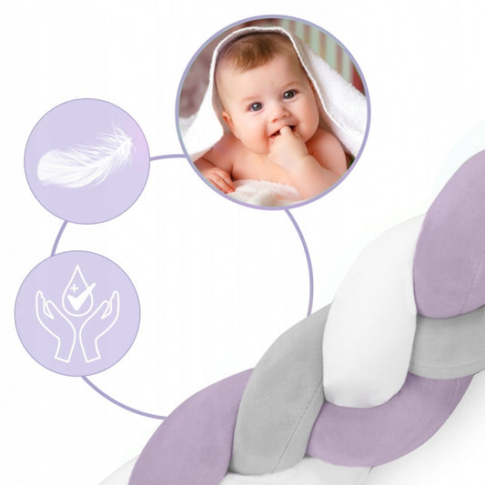 Protectie laterala pentru patut, impletita, 3 M, Ricokids 722104 - Mov