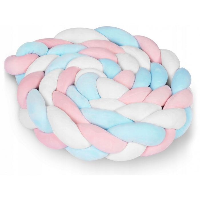 Protectie laterala pentru patut, impletita, 3 M, Ricokids 722105 - Albastru - Roz