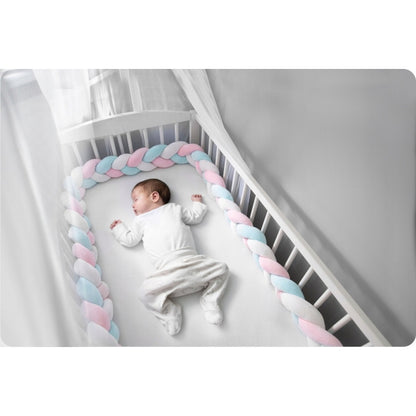 Protectie laterala pentru patut, impletita, 3 M, Ricokids 722105 - Albastru - Roz