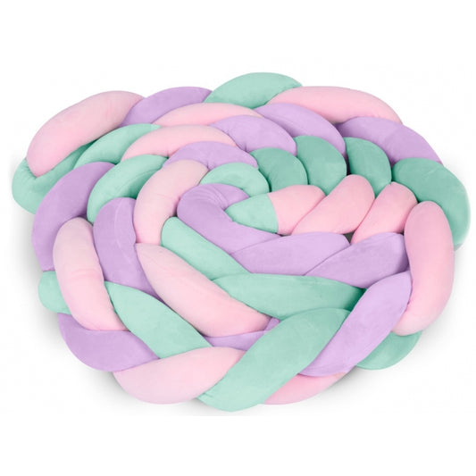 Protectie laterala pentru patut, impletita, 3 M, Ricokids 722106 - Roz - Mov - Turcoaz