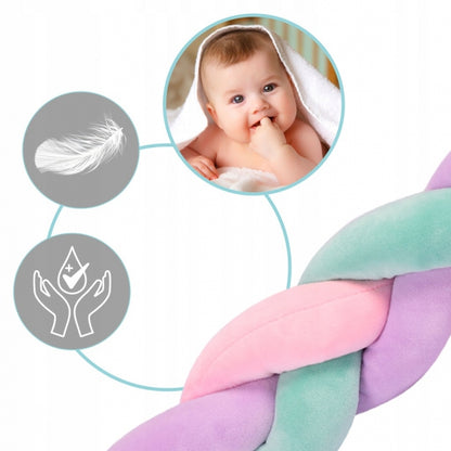 Protectie laterala pentru patut, impletita, 3 M, Ricokids 722106 - Roz - Mov - Turcoaz