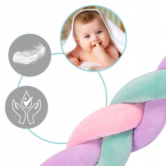 Protectie laterala pentru patut, impletita, 3 M, Ricokids 722106 - Roz - Mov - Turcoaz