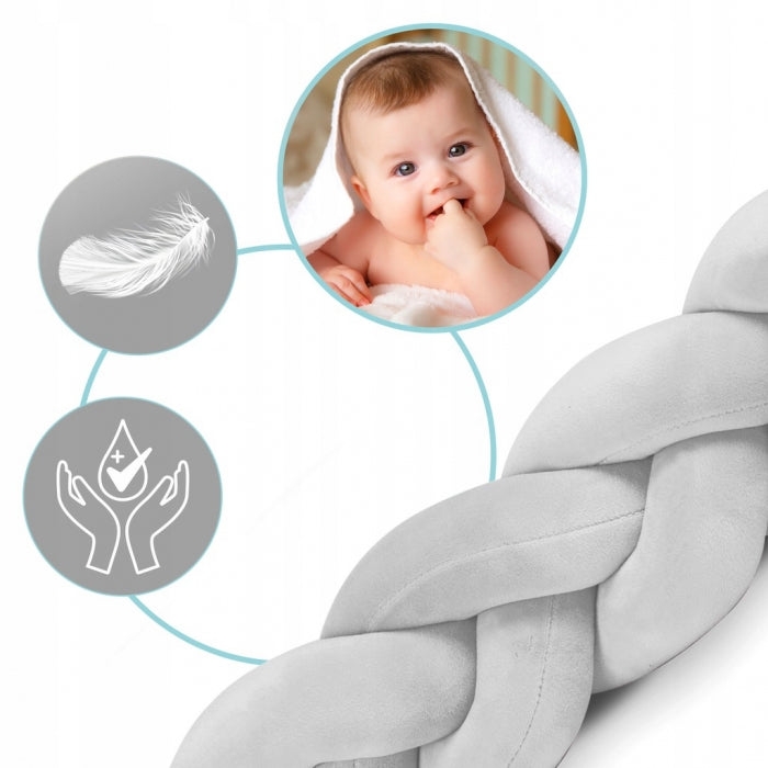 Protectie laterala pentru patut, impletita, 3 M, Ricokids 722110 - Gri