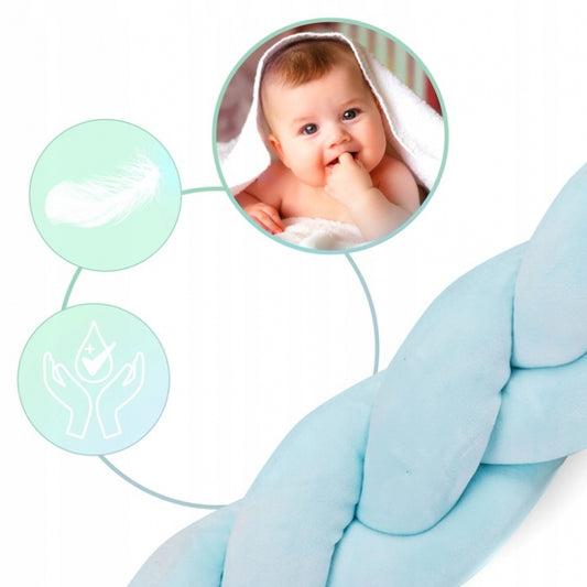 Protectie laterala pentru patut, impletita, 3 M, Ricokids 722111 - Albastru