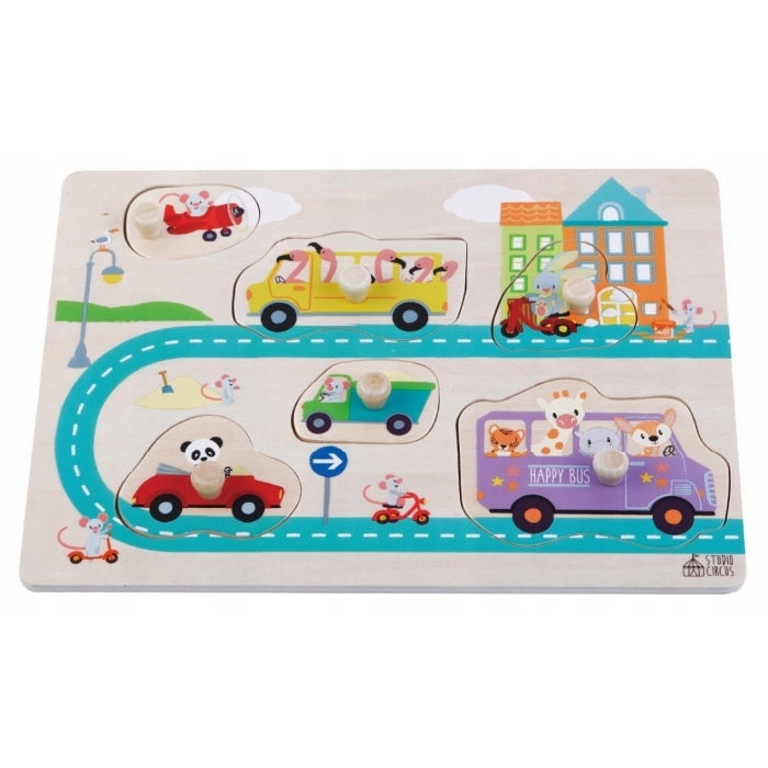 Puzzle din lemn cu 6 elemente Sun Baby 060 Street 