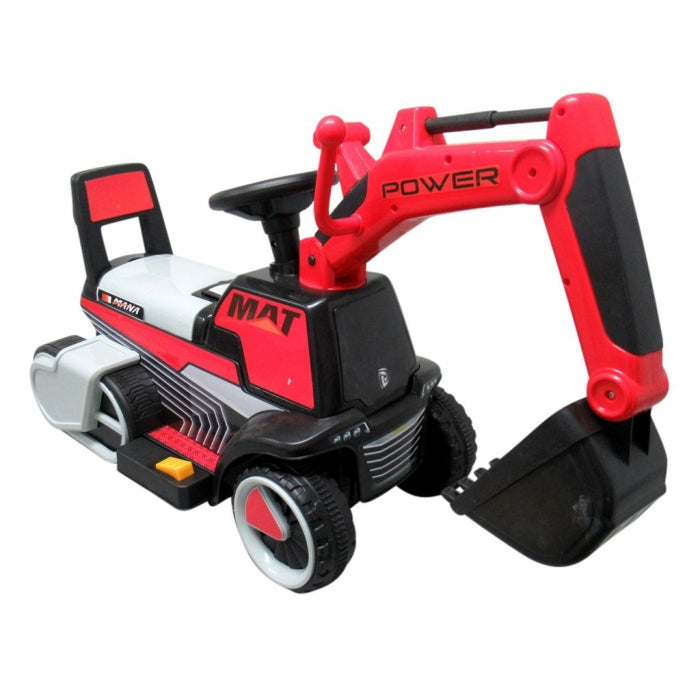 Excavator electric pe baterie cu muzica si lumini LED C3 R-Sport - Rosu