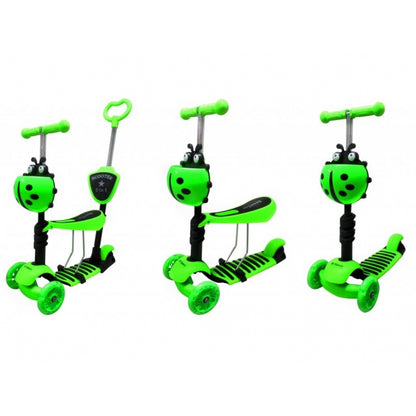 Trotineta 5 in 1, roti cu LED, platforma antiderapanta, JR R-Sport - Verde