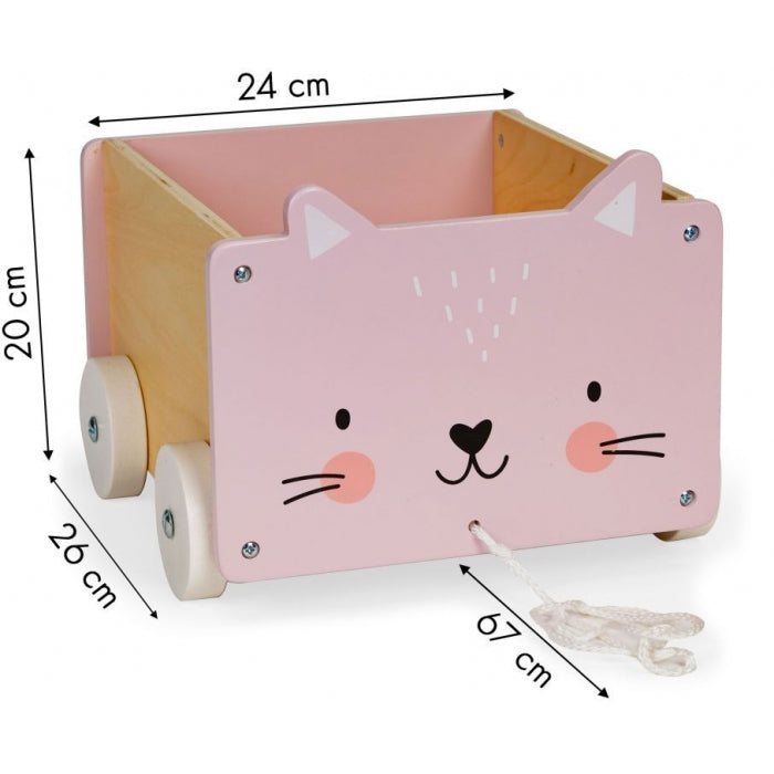 Carucior din lemn pentru depozitarea jucariilor Ecotoys 2904 