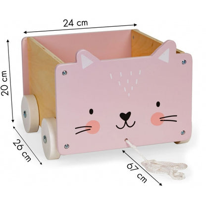 Carucior din lemn pentru depozitarea jucariilor Ecotoys 2904 