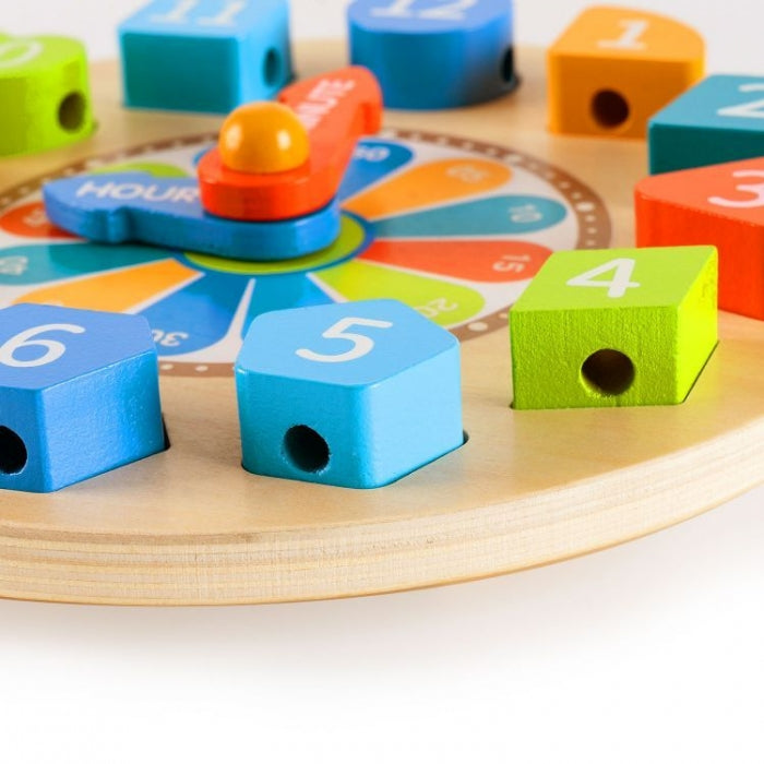 Jucarie educativa din lemn 3 in 1 tip ceas Ecotoys PH05I006