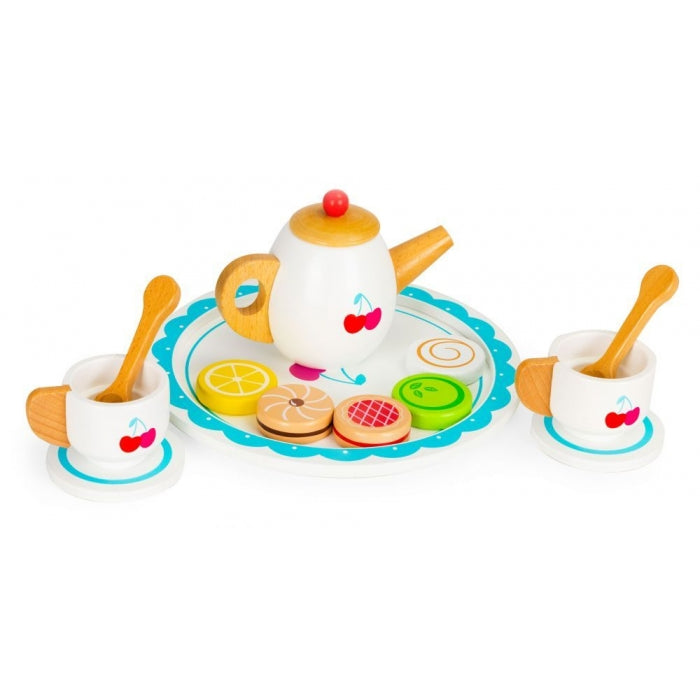 Set cu 14 accesorii pentru ceai din lemn Ecotoys PH01A003
